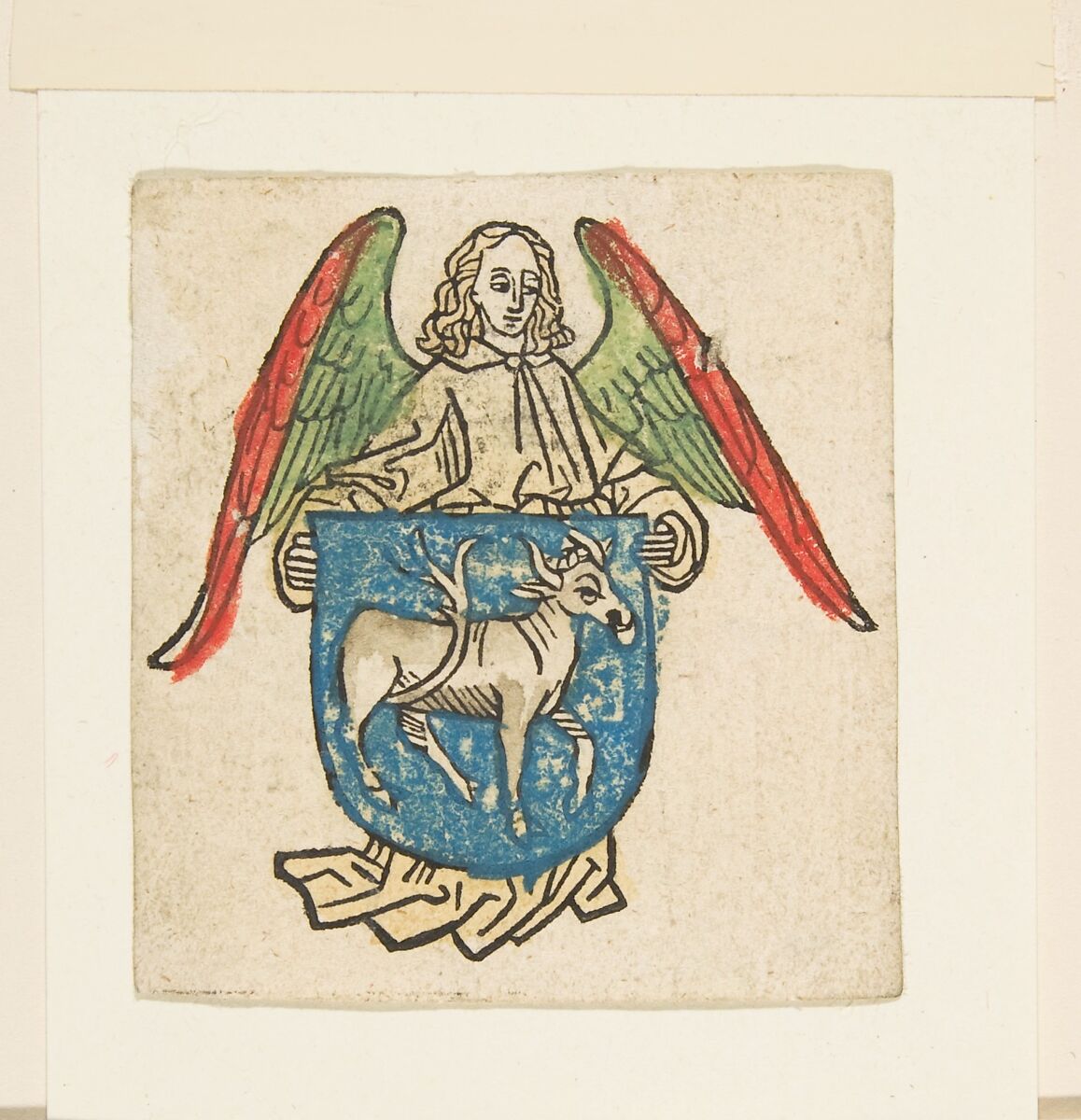 Bookplate of Hilprant Brandenburg, Anonymous, German, 15th century, Woodcut, hand-colored 