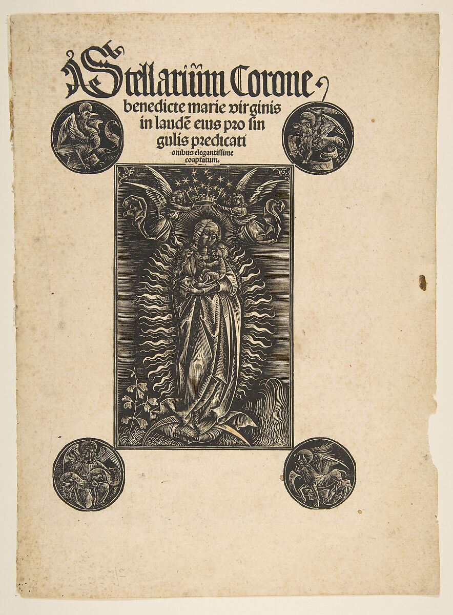 Title-page from Pelbartus de Temesvar, Johann Otmar (German, Augsburg, 1502–1514), Metalcut (?) 