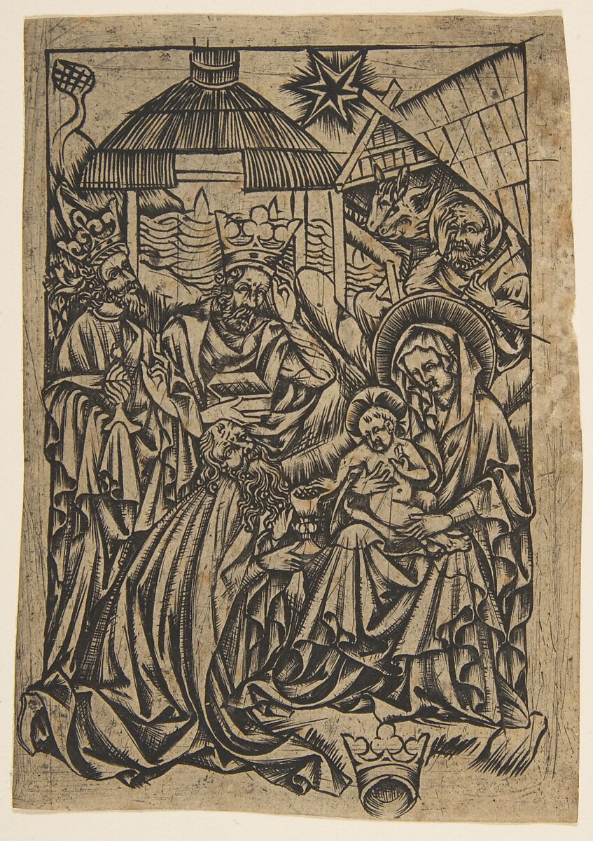 Adoration of the Magi, Anonymous, German, 15th century, Woodcut 