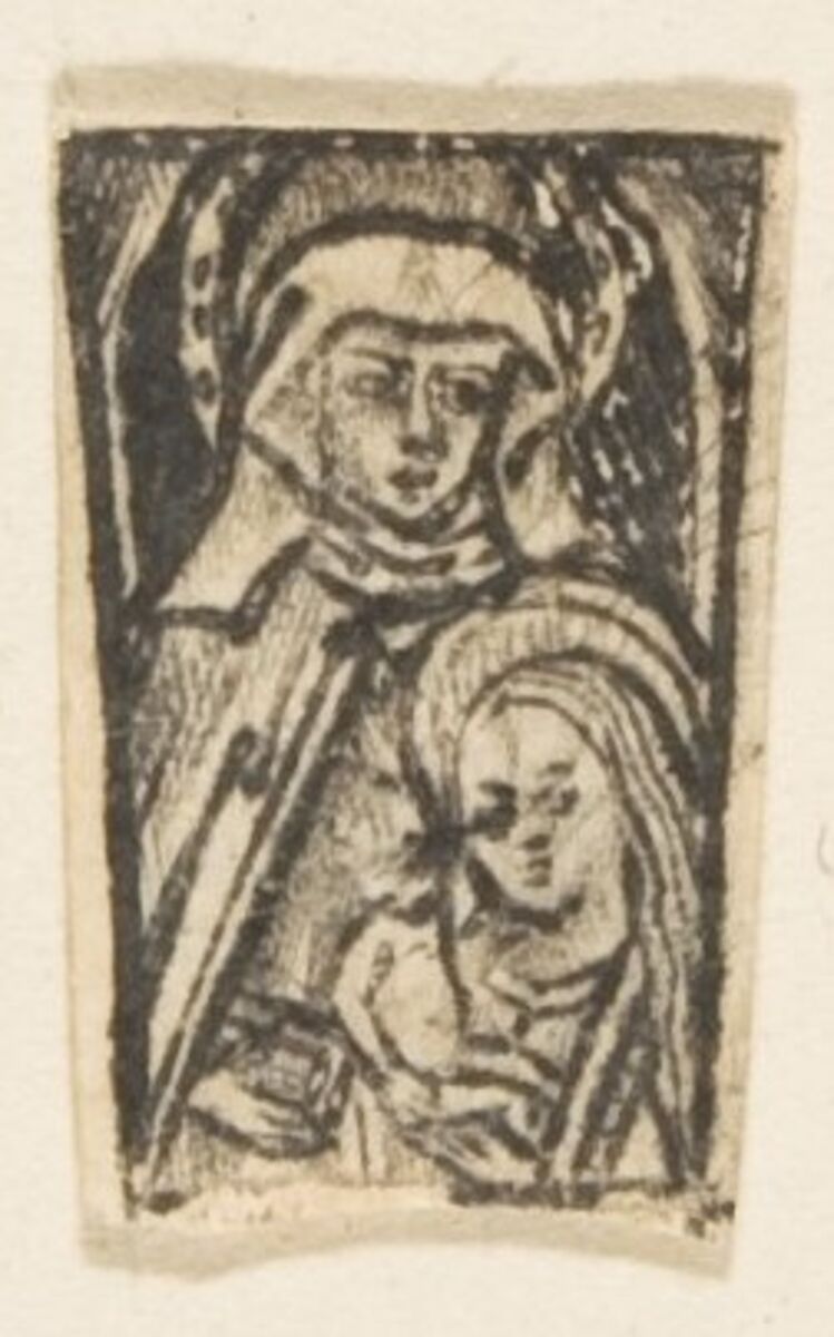 Virgin and Child with St. Anne, Anonymous, German, 15th century, Woodcut 