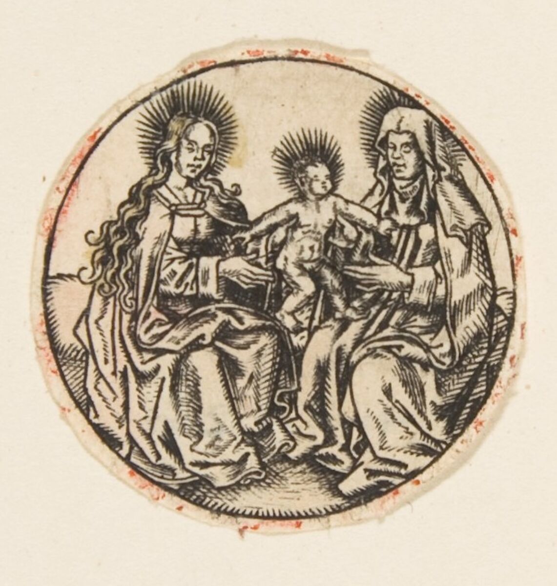 Virgin and Child with St. Anne, Anonymous, German, 15th century, Woodcut 