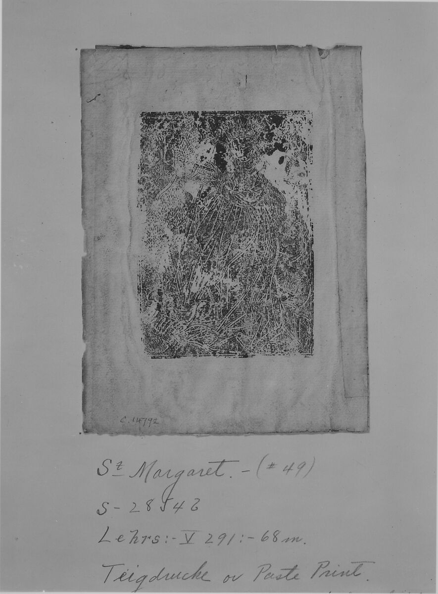 St. Margaret, Anonymous, German, 15th century, Pasteprint