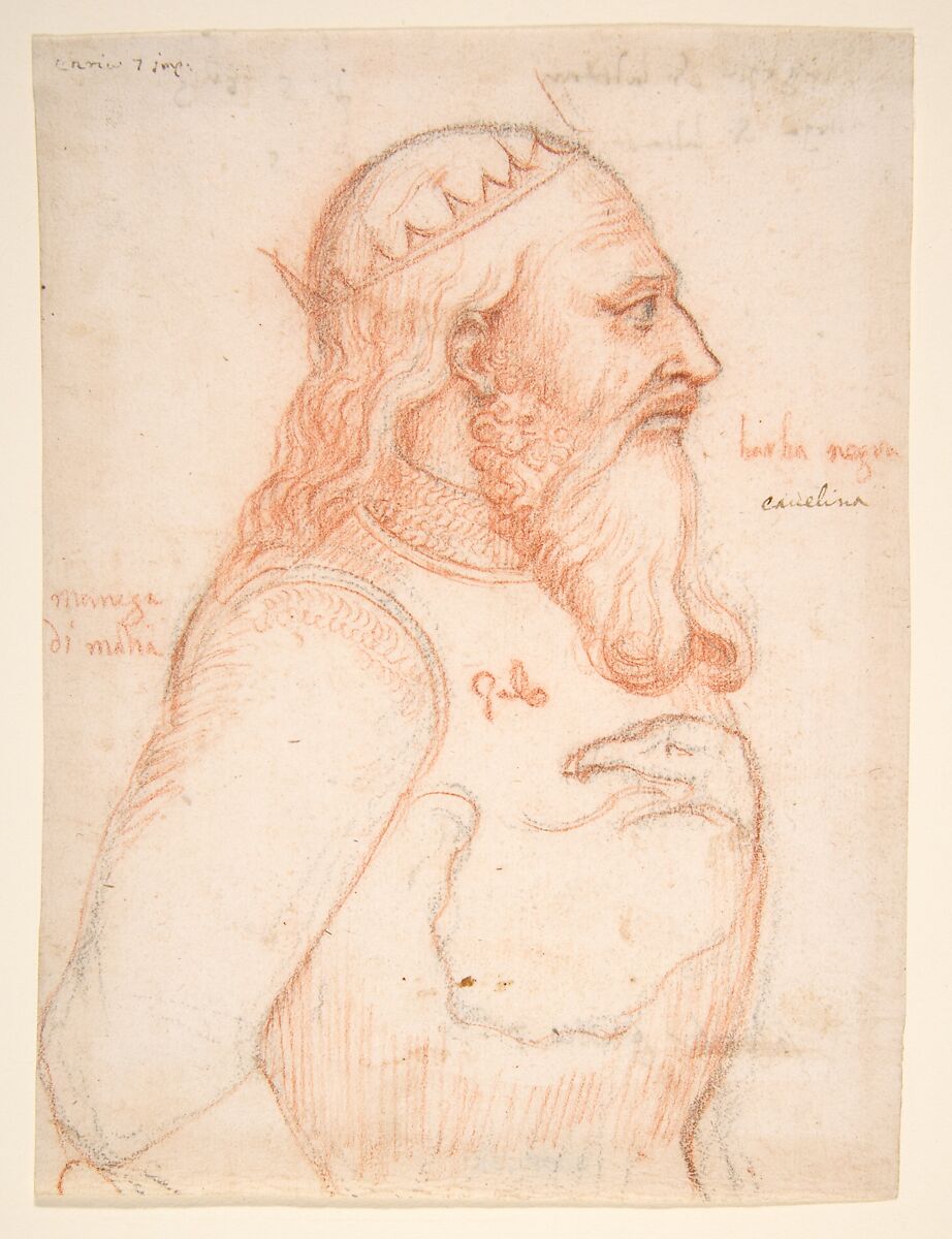 Portrait of Henry VII, Anonymous, Italian, 16th century, Red and black chalk 