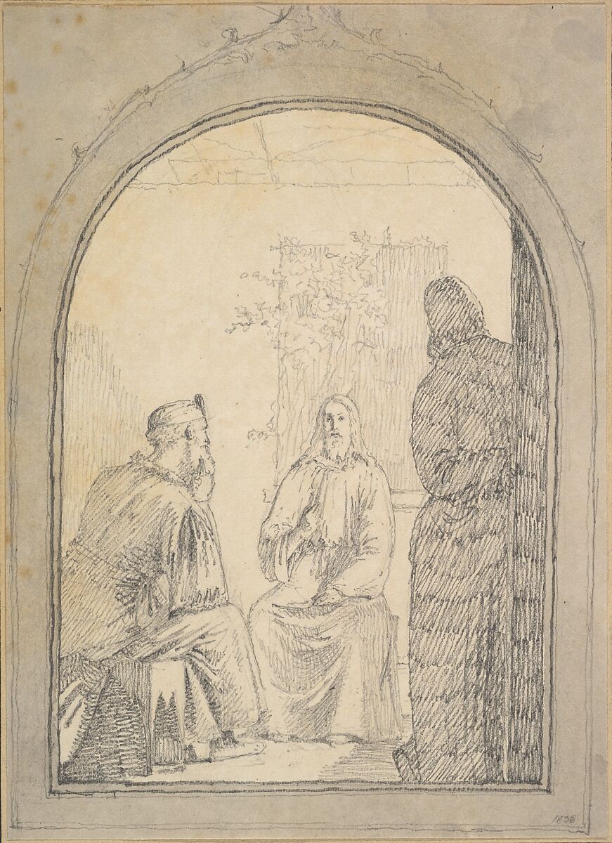 Christ and Nicodemus, Christen Købke (Danish, Copenhagen 1810–1848 Copenhagen), Graphite 