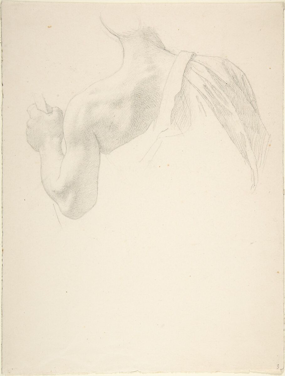Left Arm and Shoulders of a Man Seen from the Back, Johann Friedrich Overbeck (German, Lübeck 1789–1869 Rome), Graphite 