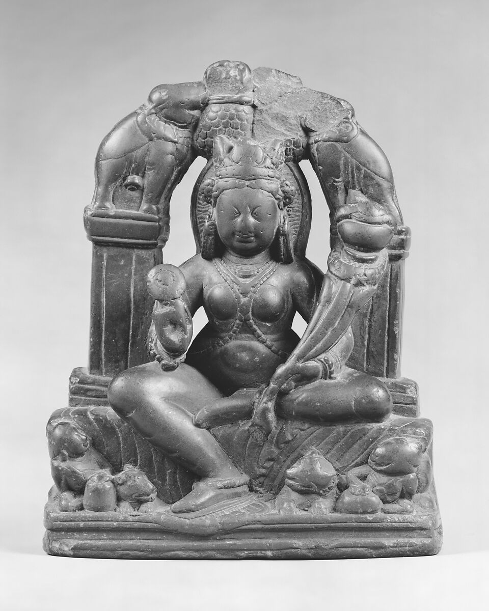 Gaja Lakshmi, Goddess of Fortune, Stone, India (Jammu and Kashmir, ancient kingdom of Kashmir) 