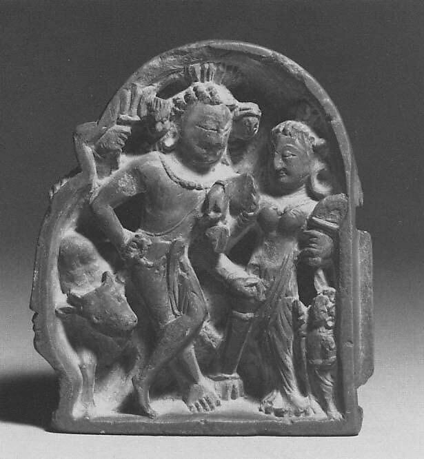 Section of a Diptych in Linga Form, Interior Depicting Shiva and Parvati, Chlorite schist, India (Jammu and Kashmir, ancient kingdom of Kashmir)