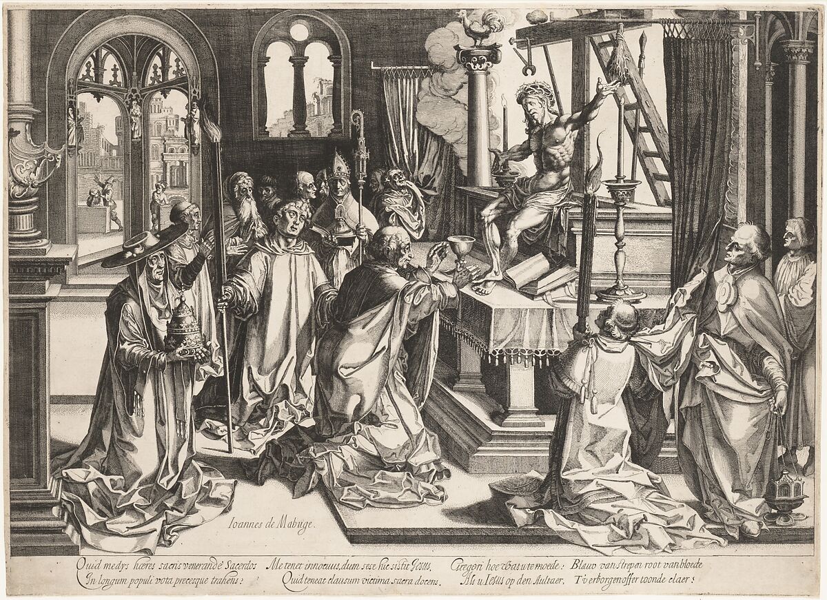 Mass of St. Gregory, Etched by Simon Wynhoutsz Frisius (Netherlandish, Harlingen ca. 1580–ca. 1628 The Hague), Etching 