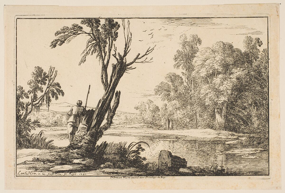 Man Seen From Behind, Laurent de La Hyre (French, Paris 1606–1656 Paris), Etching; first state of two (Robert-Dumesnil) 