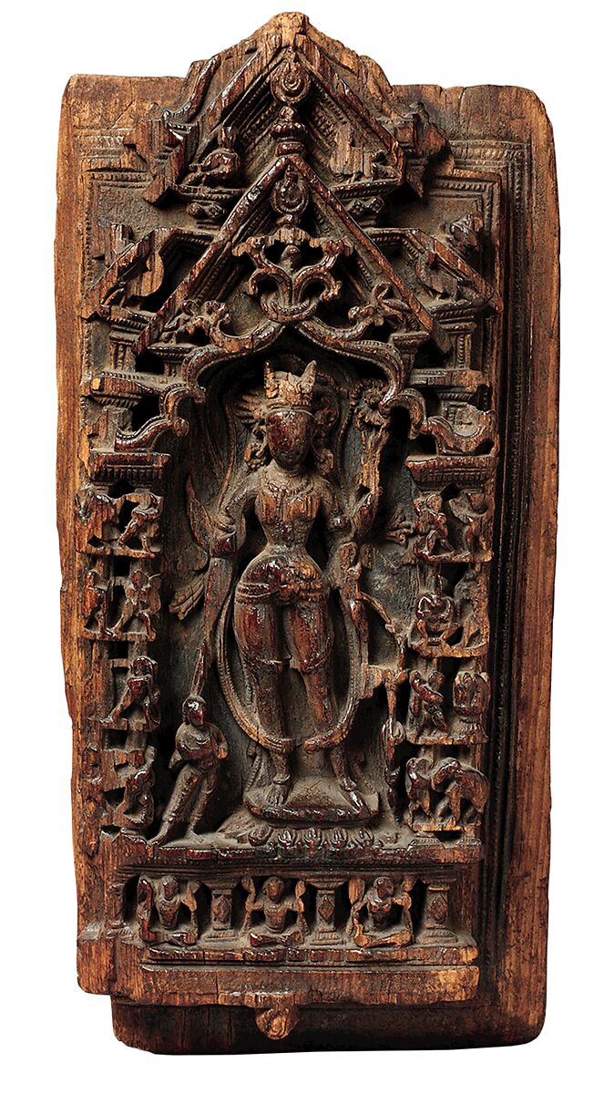 Shrine Relief Fragment Depicting Ashtamahabhaya Tara, the Buddhist Savioress
, Wood, India (Himachal Pradesh)