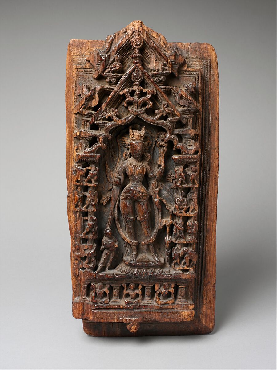 Shrine Relief Fragment Depicting Ashtamahabhaya Tara, the Buddhist Savioress, Wood, India (Himachal Pradesh)