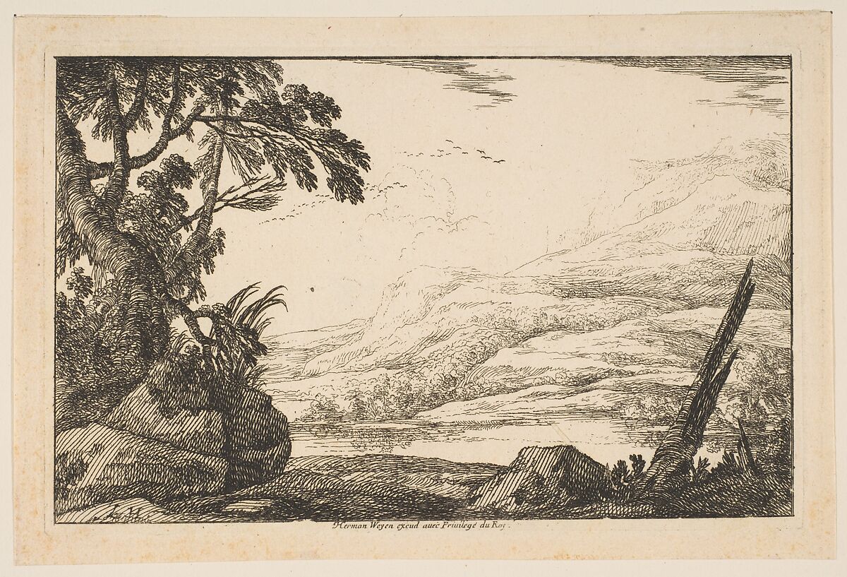 Clump of Trees, Laurent de La Hyre (French, Paris 1606–1656 Paris), Etching; first state of two (Robert-Dumesnil) 