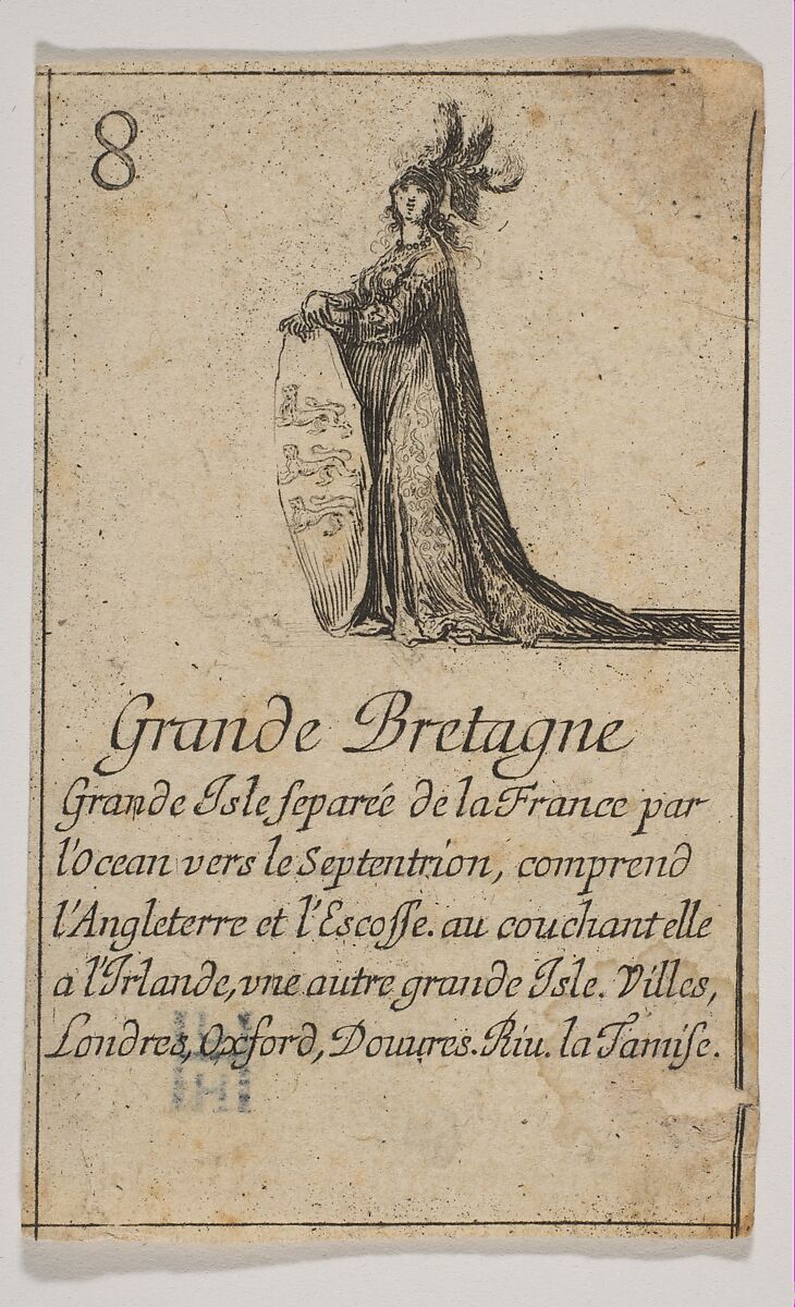 Grande Bretagne, from "Jeu de la Géographie", Stefano della Bella (Italian, Florence 1610–1664 Florence), Etching, state iii 