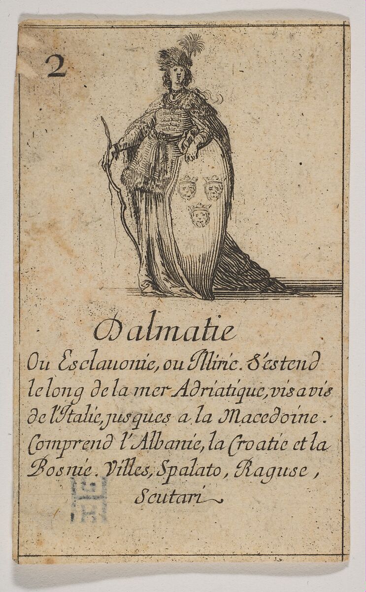 Dalmatie, from "Jeu de la Géographie", Stefano della Bella (Italian, Florence 1610–1664 Florence), Etching, state iii 