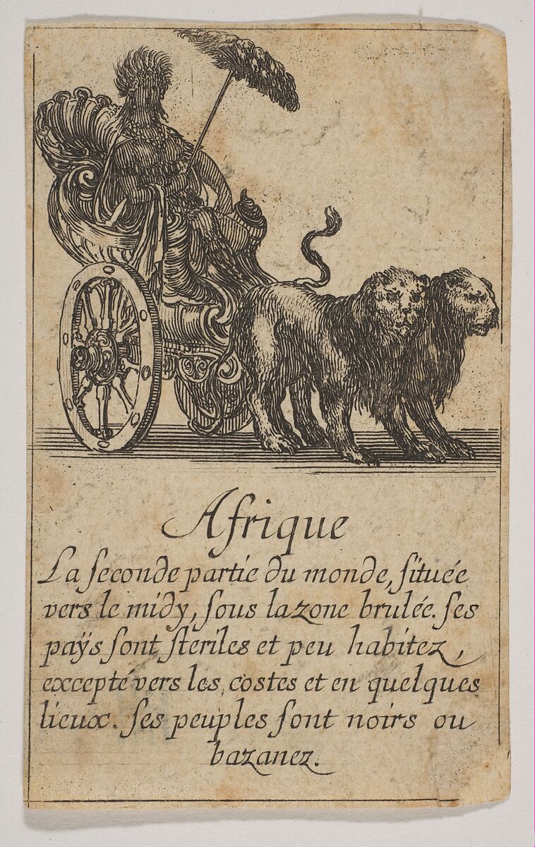 Afrique, from "Jeu de la Géographie", Stefano della Bella (Italian, Florence 1610–1664 Florence), Etching, state iii 