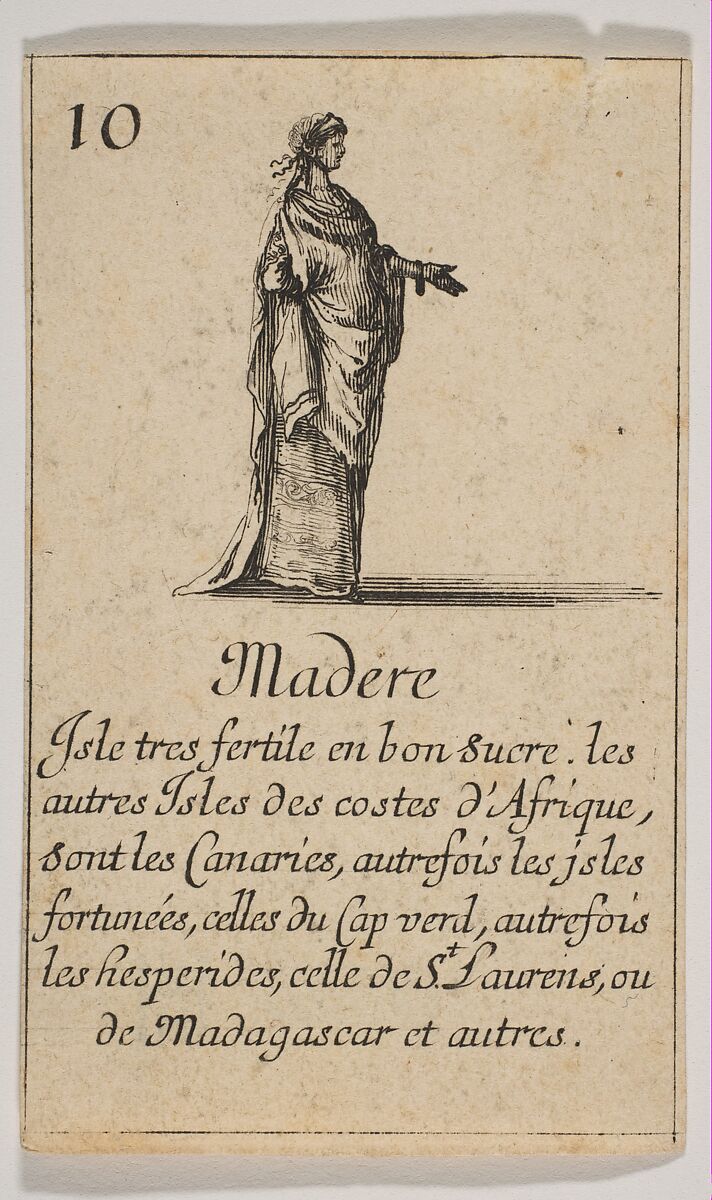 Madere, from "Jeu de la Géographie", Stefano della Bella (Italian, Florence 1610–1664 Florence), Etching, state iii 