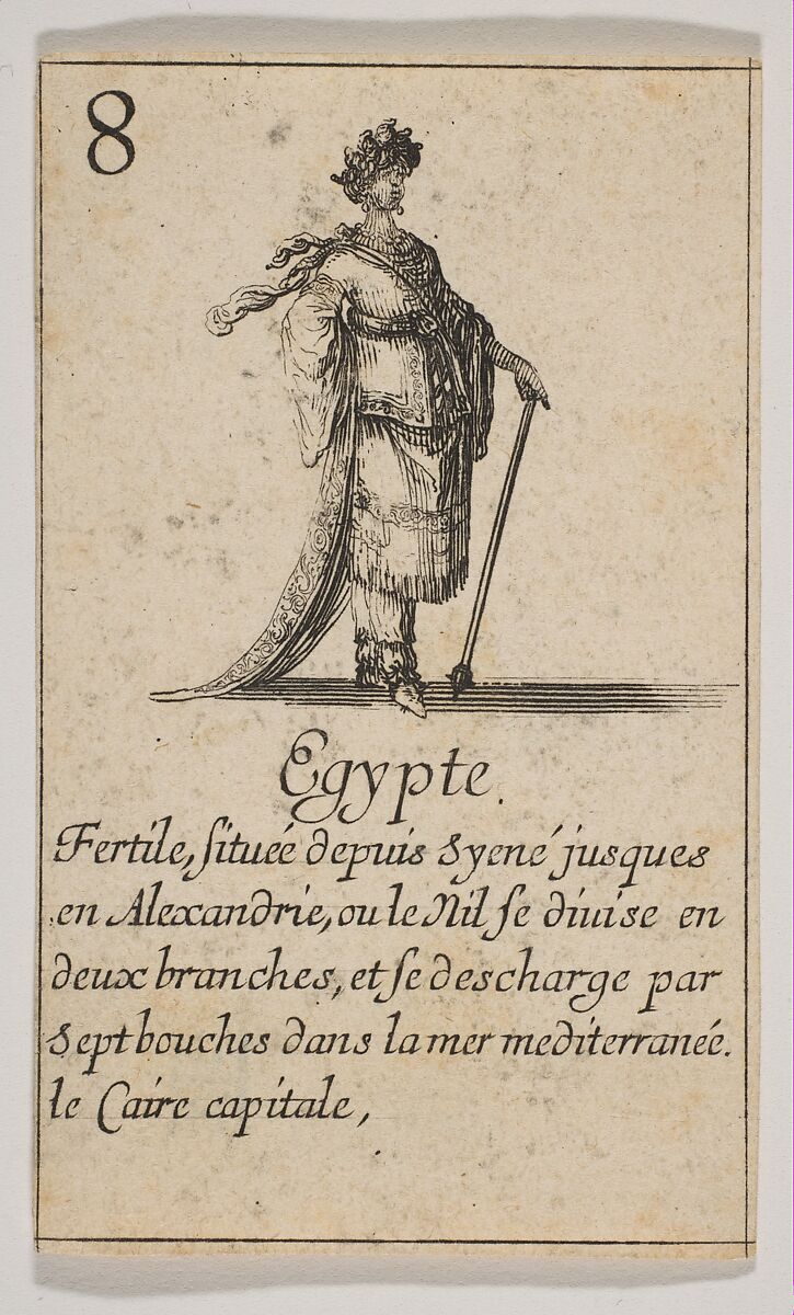 Egypte, from "Jeu de la Géographie", Stefano della Bella (Italian, Florence 1610–1664 Florence), Etching, state iii 