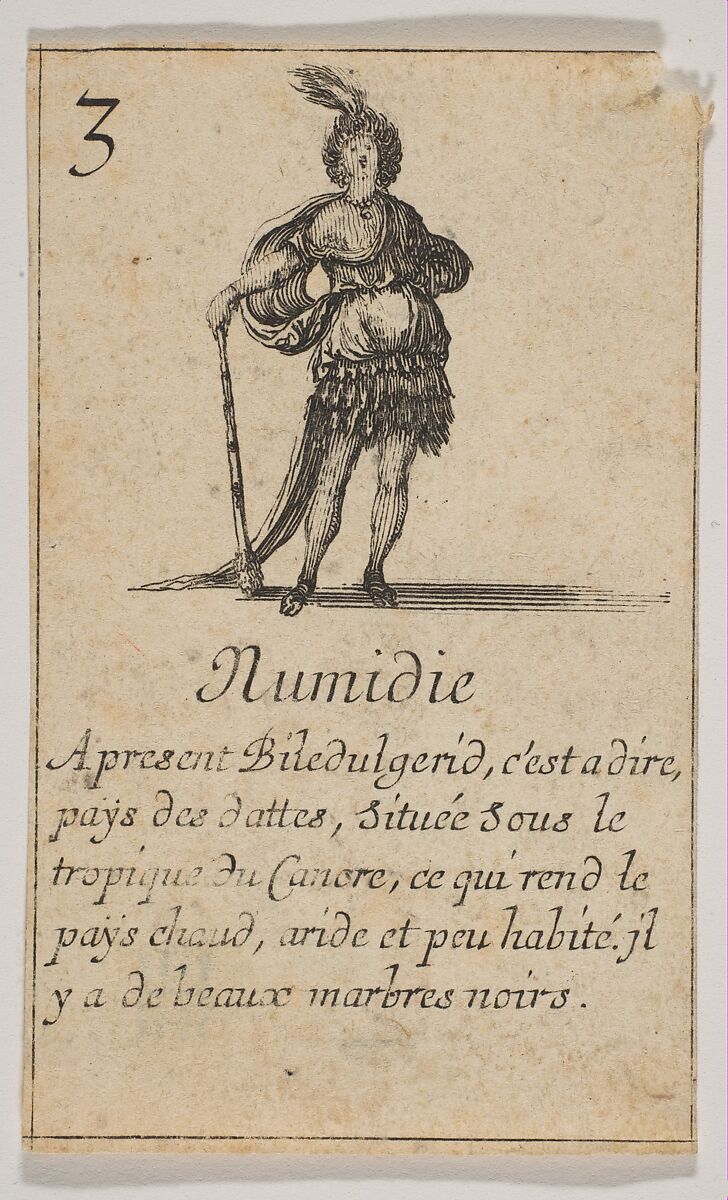 Numidie, from "Jeu de la Géographie", Stefano della Bella (Italian, Florence 1610–1664 Florence), Etching, state iii 