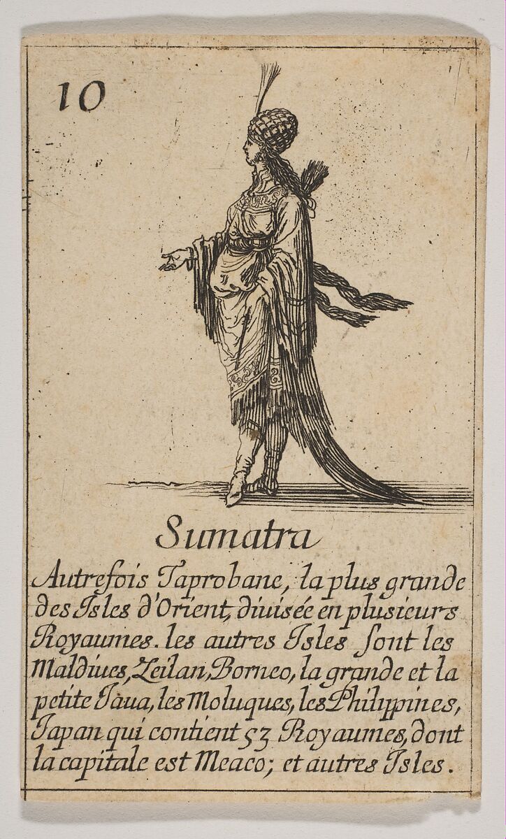 Sumatra, from "Jeu de la Géographie", Stefano della Bella (Italian, Florence 1610–1664 Florence), Etching, state iii 
