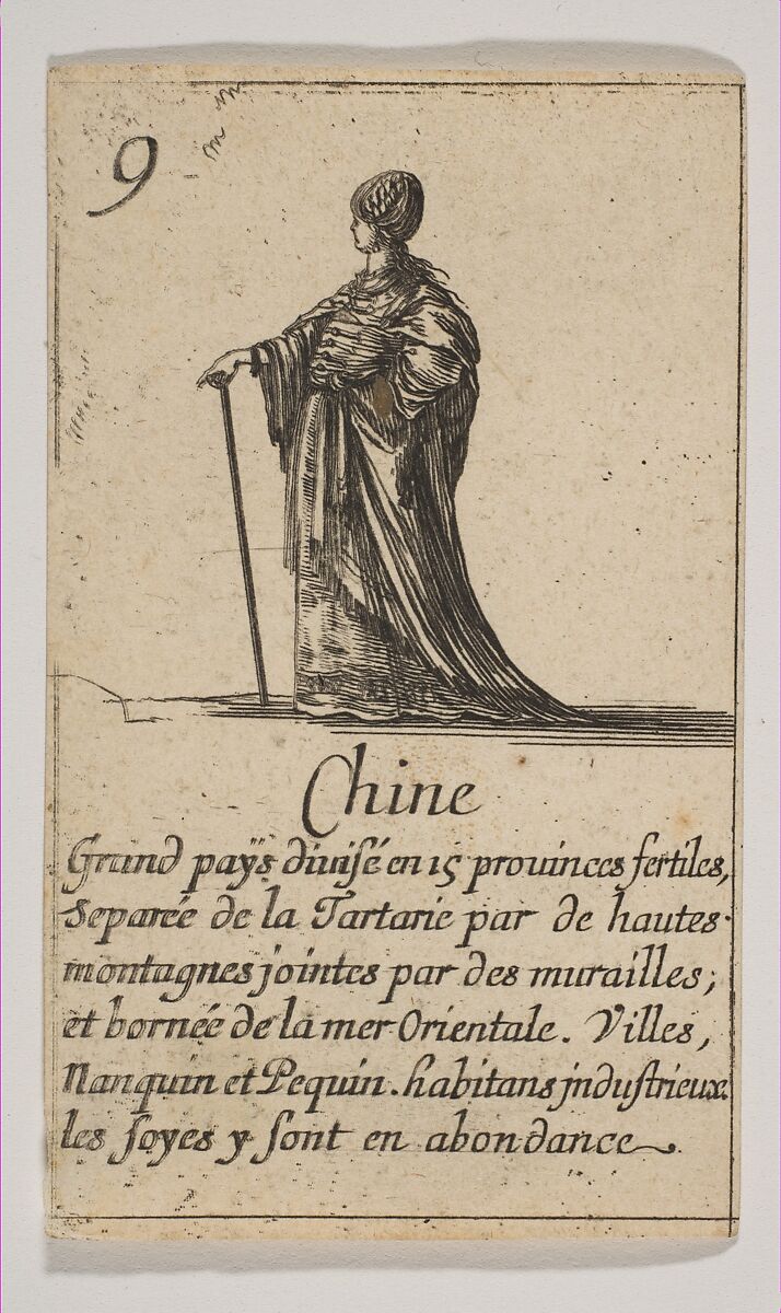 Chine, from "Jeu de la Géographie", Stefano della Bella (Italian, Florence 1610–1664 Florence), Etching, state iii 