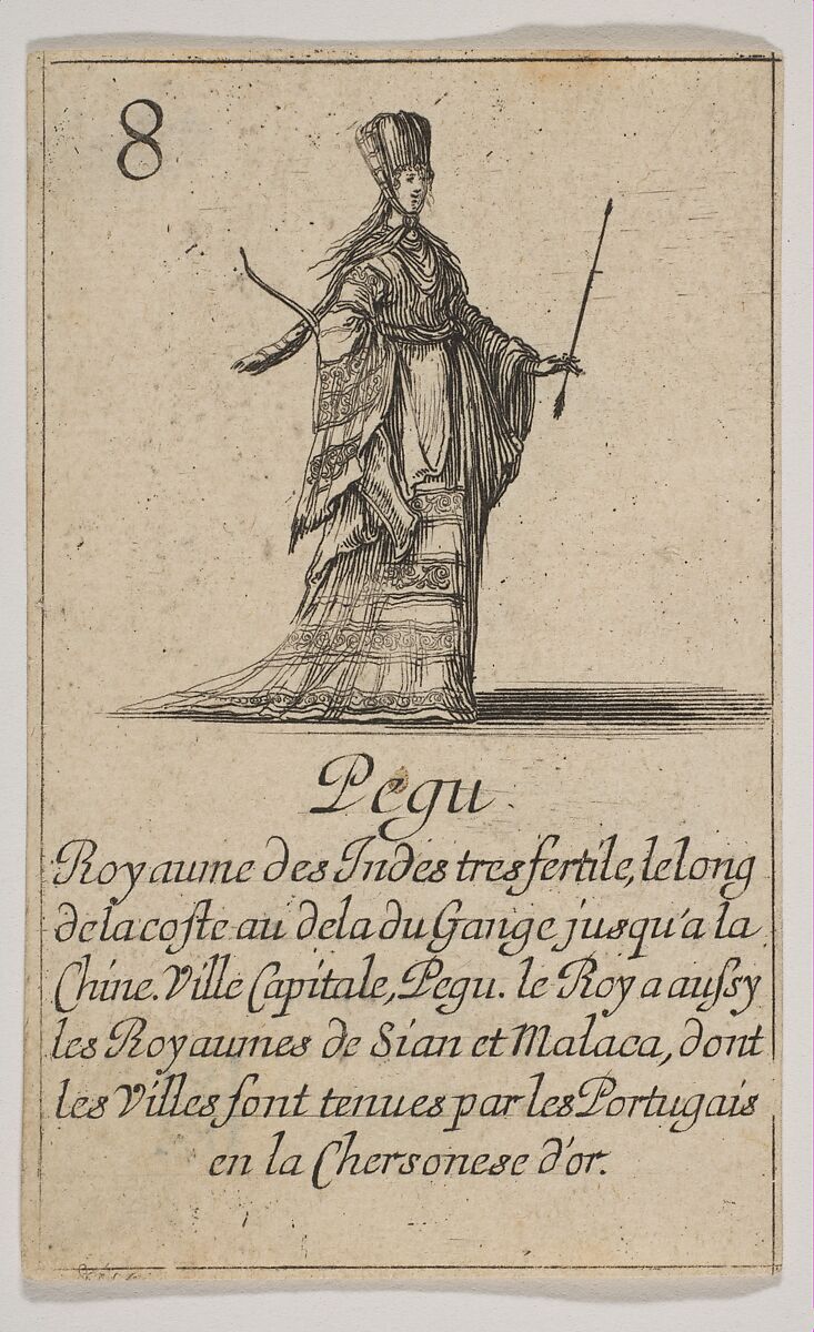 Pegu, from "Jeu de la Géographie", Stefano della Bella (Italian, Florence 1610–1664 Florence), Etching, state iii 