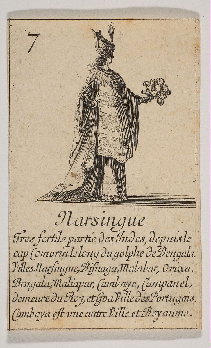 Narsingue, from "Jeu de la Géographie", Stefano della Bella (Italian, Florence 1610–1664 Florence), Etching, state iii 