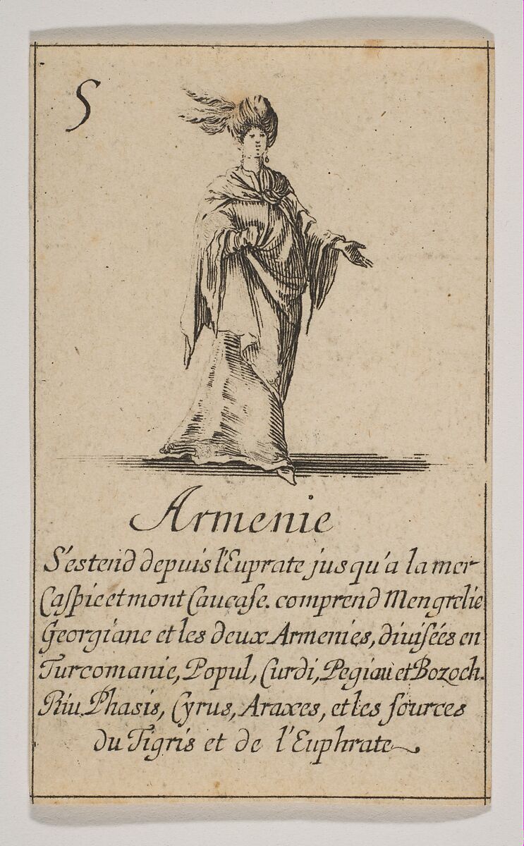 Armenie, from "Jeu de la Géographie", Stefano della Bella (Italian, Florence 1610–1664 Florence), Etching, state iii 