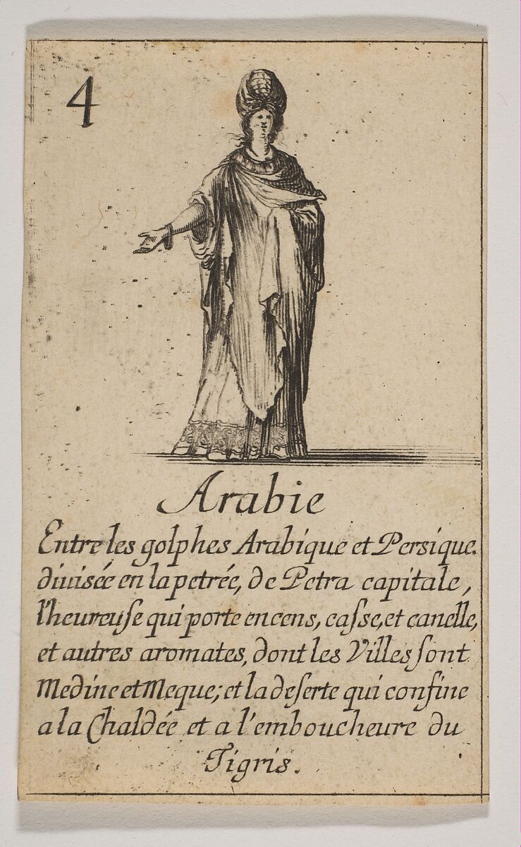 Arabie, from "Jeu de la Géographie", Stefano della Bella (Italian, Florence 1610–1664 Florence), Etching, state iii 