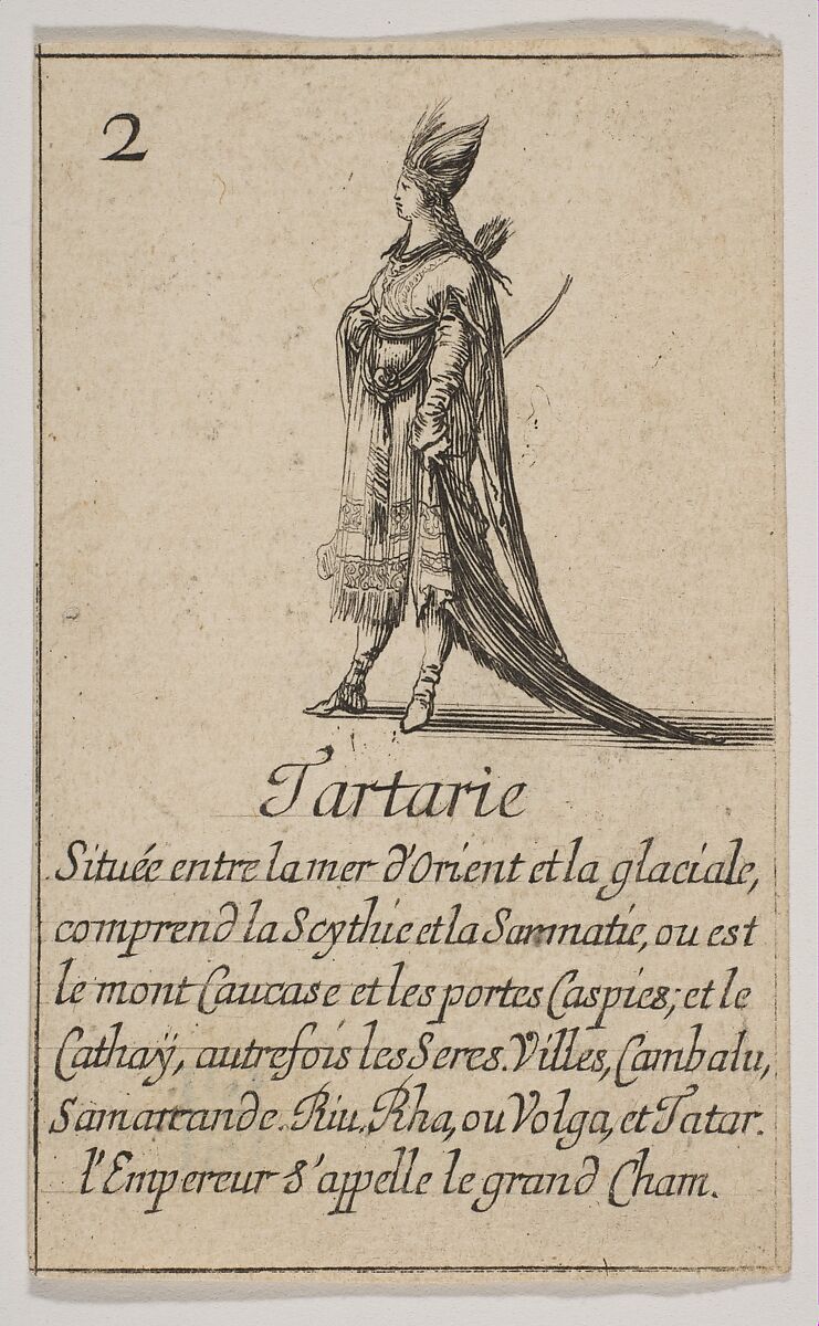 Tartarie, from "Jeu de la Géographie", Stefano della Bella (Italian, Florence 1610–1664 Florence), Etching, state iii 