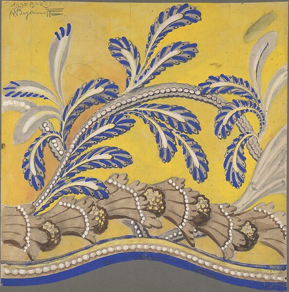 Design for Leafy Ornament, Alexander Bogerianoff (Russian, St. Petersburg, 20th century), Watercolor and graphite 