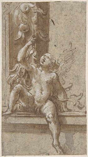 A Putto Seated on a Frame