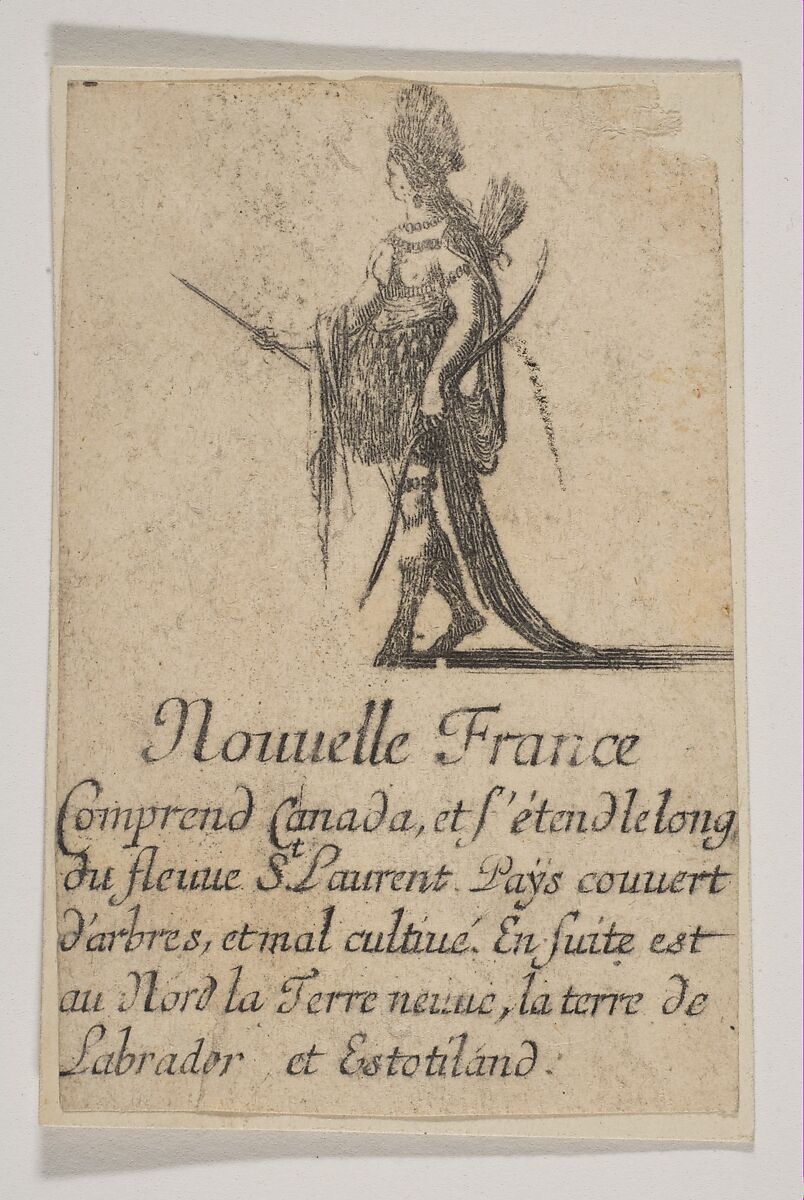 Nouvelle France, from the playing cards "Jeu de la Géographie", Stefano della Bella (Italian, Florence 1610–1664 Florence), Etching 