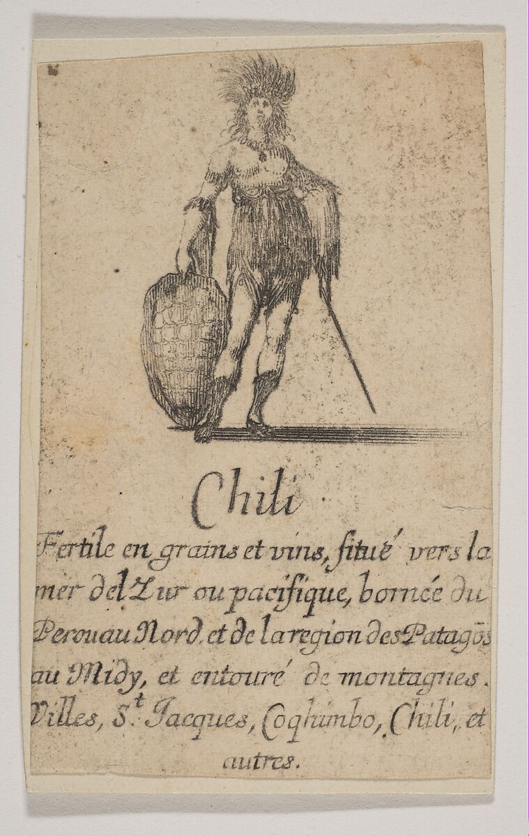 Chile, from the playing cards "Jeu de la Géographie", Stefano della Bella (Italian, Florence 1610–1664 Florence), Etching; undescribed state 