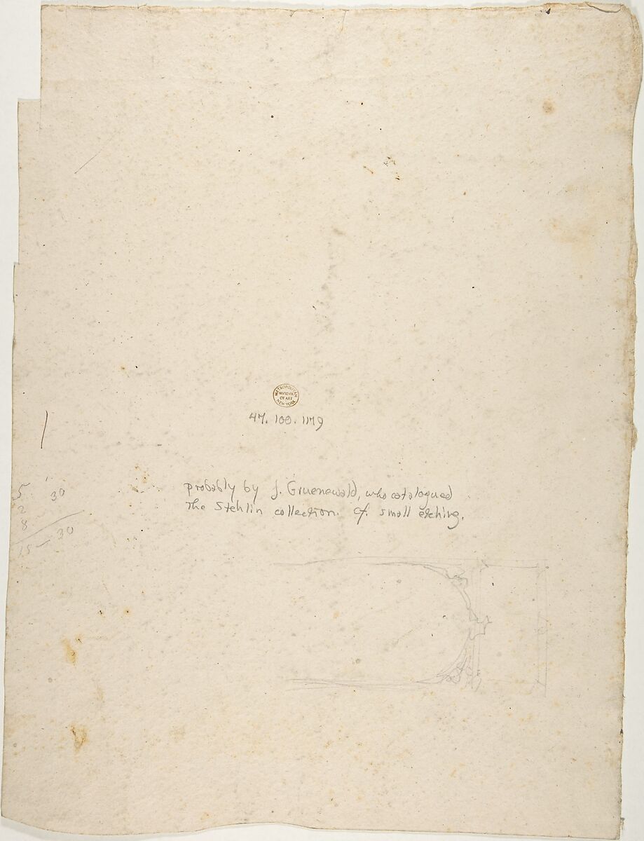 Gothic Leaf Scroll (Top of a Crozier?), J. Gruenwald ?, pen and gray ink