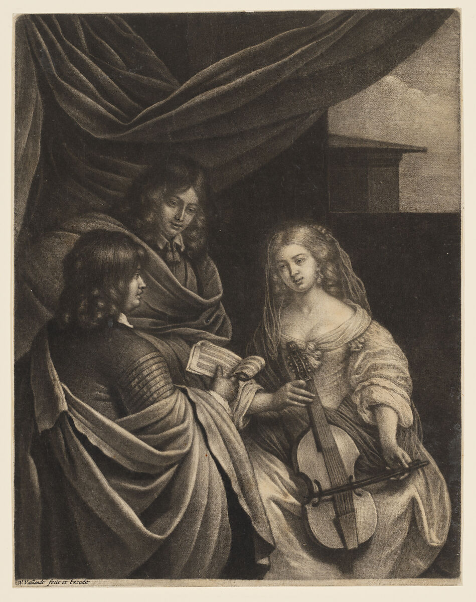 The Concert, Wallerant Vaillant (Dutch, Lille 1623–1677 Amsterdam), Mezzotint; second state of two 