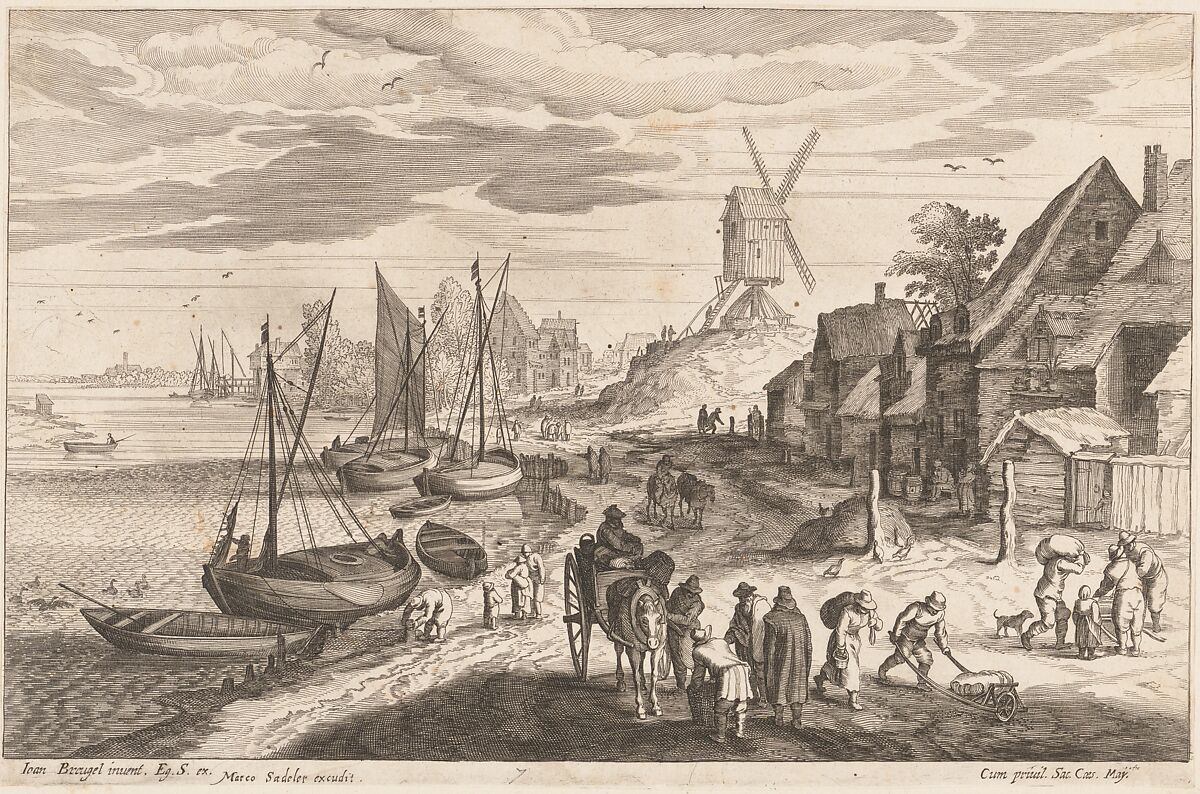 Coast Scene with a Windmill, Aegidius Sadeler II (Netherlandish, Antwerp 1568–1629 Prague), Engraving; second state
