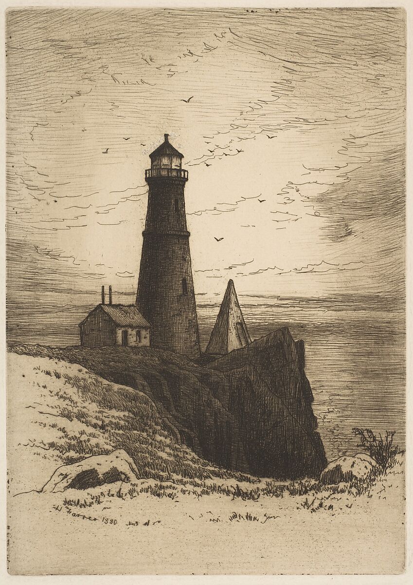 Lighthouse, Henry Farrer (American, London 1844–1903 New York), Etching 