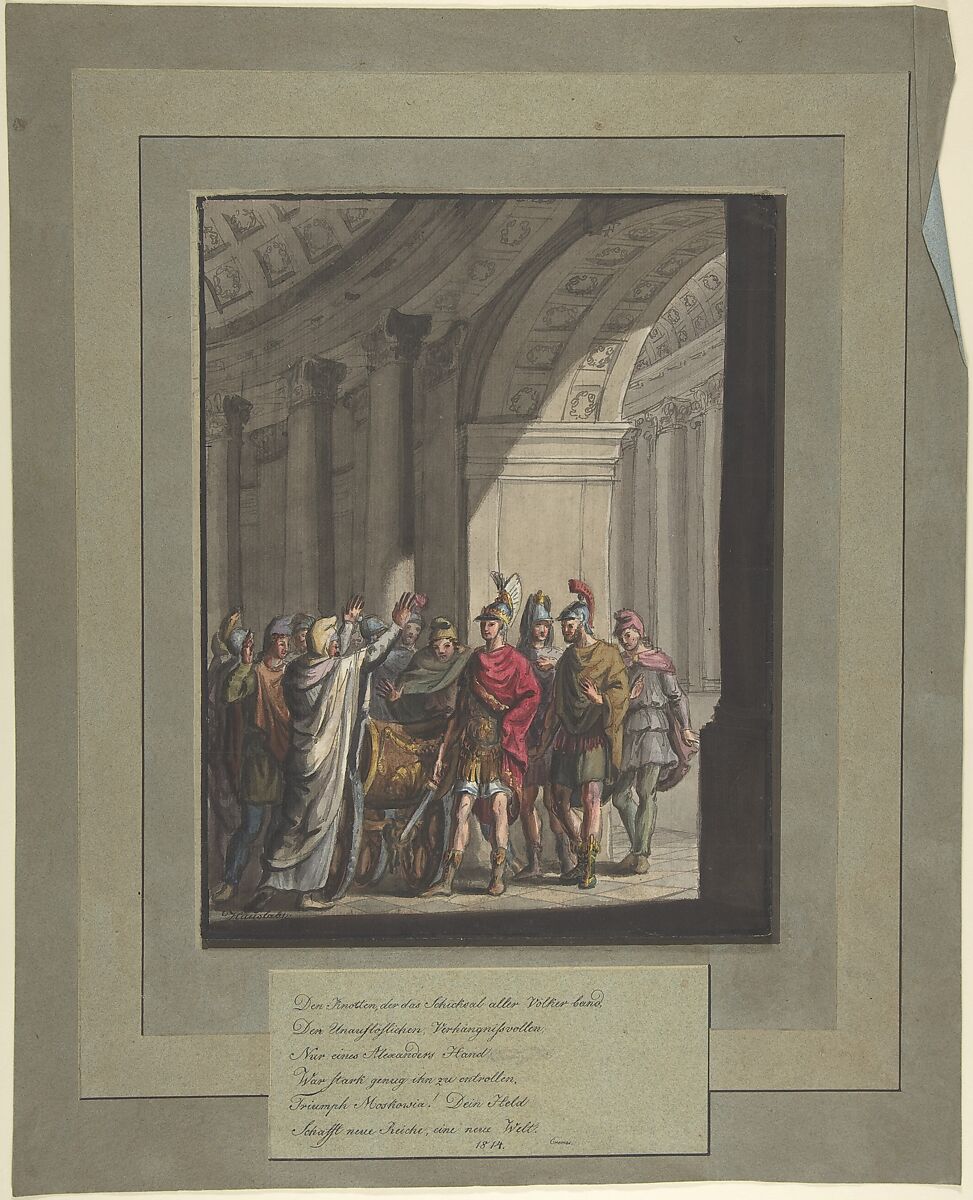 Allegory of Victory of Russians over Napoleon's Army, from a poem by Cremes, Franz von Hauslab the Younger (Austrian, Vienna 1798–1883), Watercolor and gouache.  Pen and black ink framing lines added when mounted. 