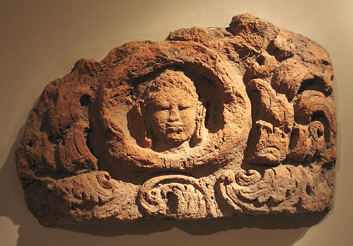 Architectural Element with Head of a Buddha, Terracotta, Indonesia (Java) 