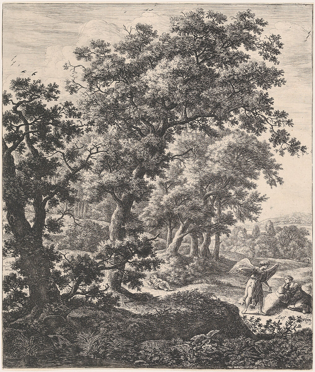 Hagar Consoled by the Angel, Anthonie Waterloo (Dutch, Lille 1609–1690 Utrecht), Etching 