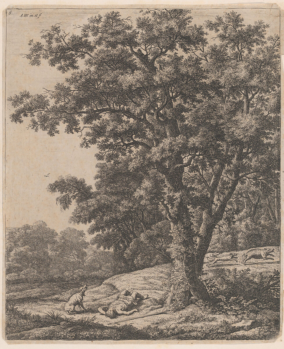 The Death of Adonis, Anthonie Waterloo (Dutch, Lille 1609–1690 Utrecht), Etching 