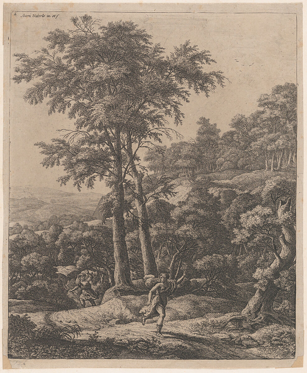 Apollo and Daphne, Anthonie Waterloo (Dutch, Lille 1609–1690 Utrecht), Etching; third state of three 