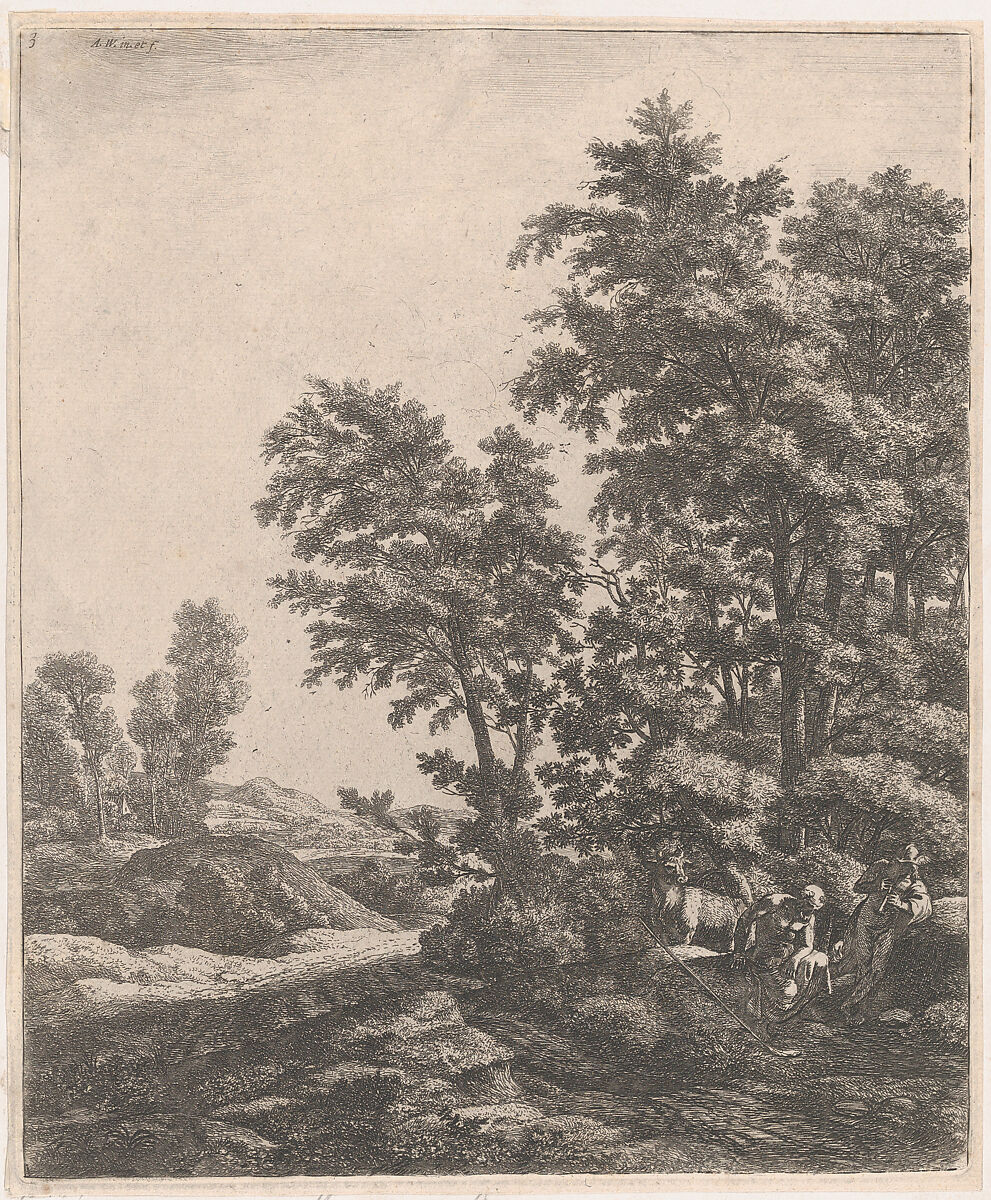 Mercury and Argus, Anthonie Waterloo (Dutch, Lille 1609–1690 Utrecht), Etching; second state of two 