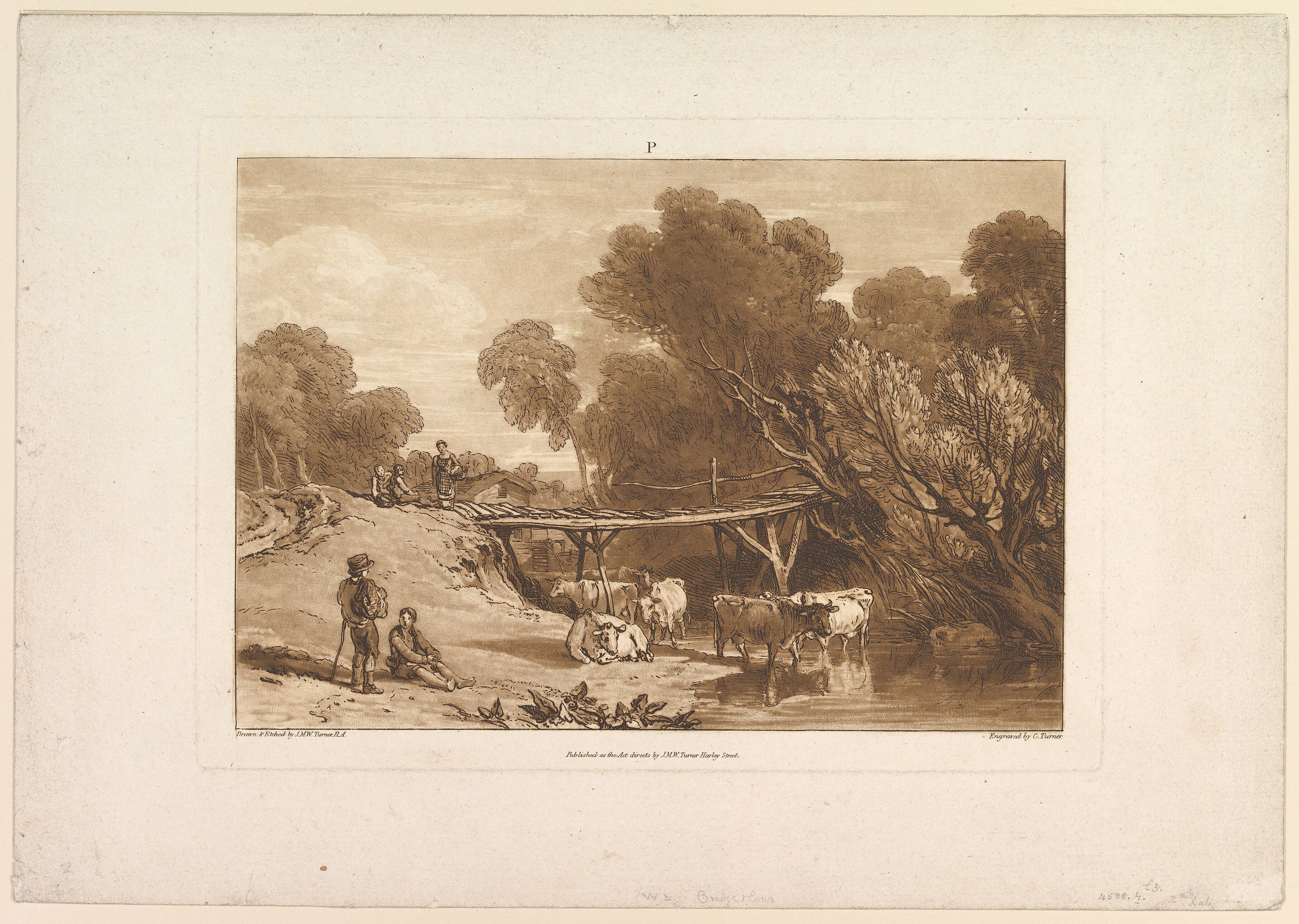 Designed and etched by Joseph Mallord William Turner - Bridge and
