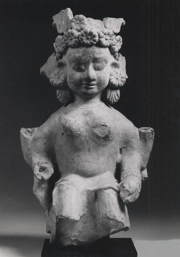 Seated Female Goddess, Terracotta with traces of paint, Indonesia (Java) 