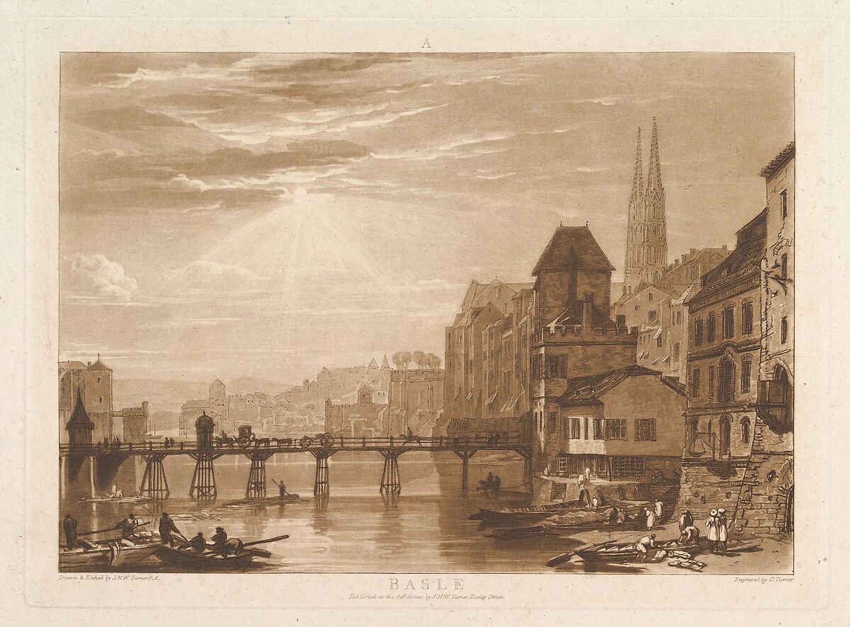 Basle, part I, plate 5 from "Liber Studiorum", Designed and etched by Joseph Mallord William Turner (British, London 1775–1851 London), Etching and mezzotint; first state of six (Finberg) 