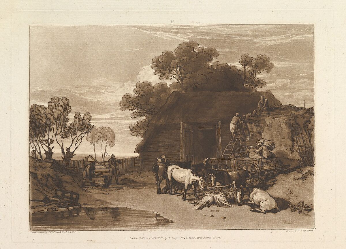 The Straw Yard, part II, plate 7 from "Liber Studiorum", Designed and etched by Joseph Mallord William Turner (British, London 1775–1851 London), Etching, mezzotint, and drypoint; first state of four 