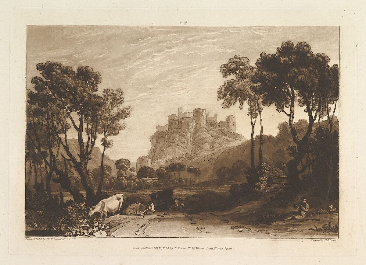 The Castle above the Meadows, part II, plate 8 from "Liber Studiorum", Designed and etched by Joseph Mallord William Turner (British, London 1775–1851 London), Etching and mezzotint; first state of four 