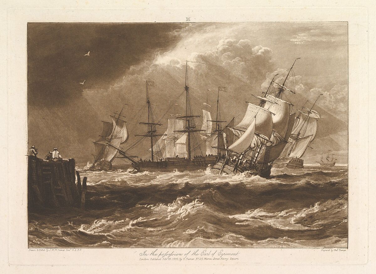Ships in a Breeze, part II, plate 10 from "Liber Studiorum", Designed and etched by Joseph Mallord William Turner (British, London 1775–1851 London), Etching and mezzotint; first state of five (Finberg) 
