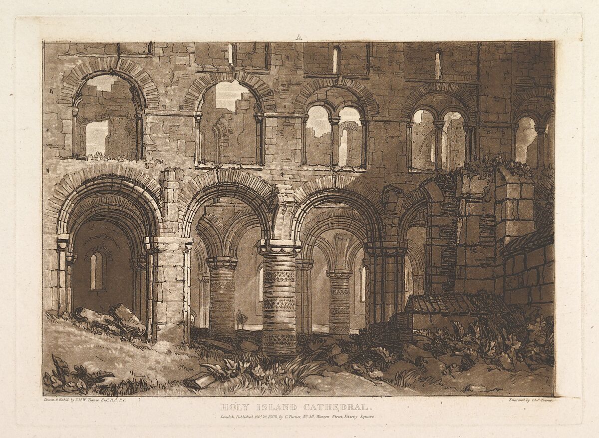 Holy Island Cathedral, part III, plate 11 from "Liber Studiorum", Designed and etched by Joseph Mallord William Turner (British, London 1775–1851 London), Etching and mezzotint; first state of four 